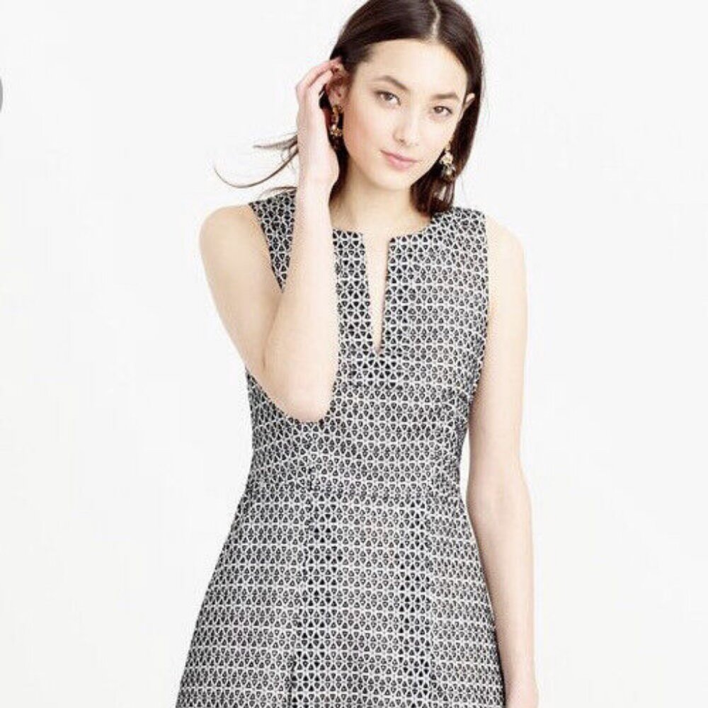 J. Crew Black and White A-Line Midi Dress